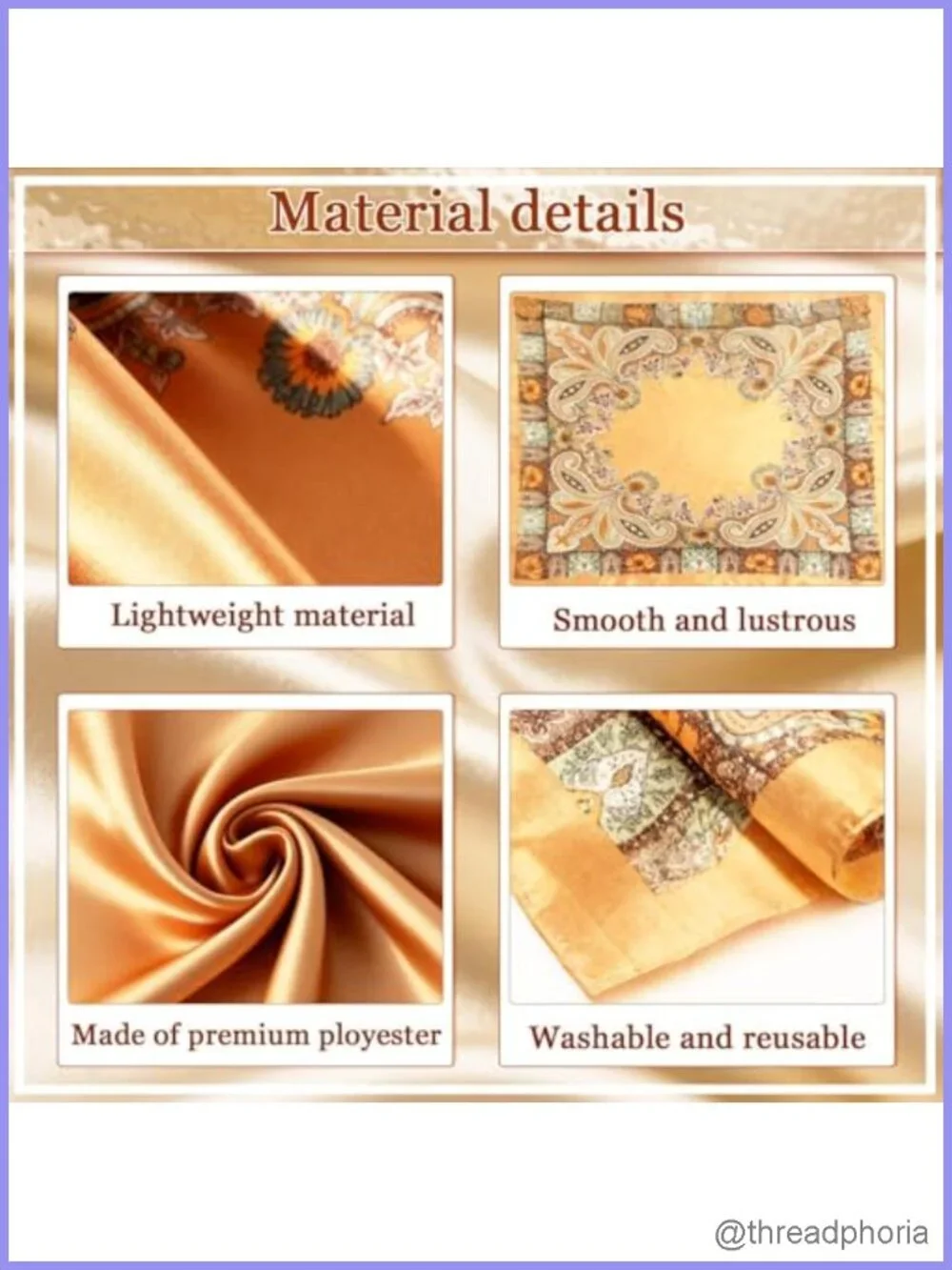 Silk-Like Polyester Square Headscarf Breathable Fashion Bandana 35x35